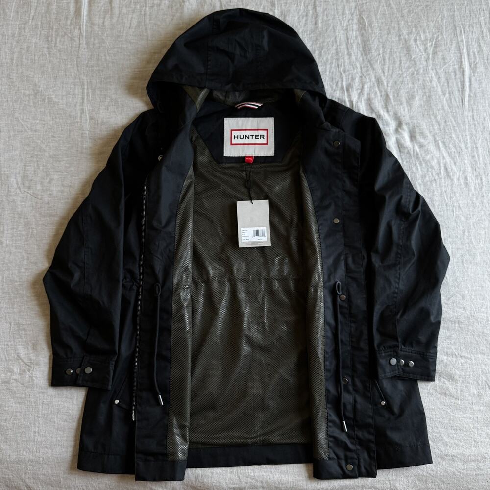[WOMENS XL] Hunter Adela Waterproof Long Rain Jacket Lightweight Black Solid XL - Picture 8 of 9
